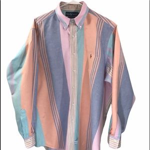 Multicolored Stripe Ralph Lauren button down dress shirt.